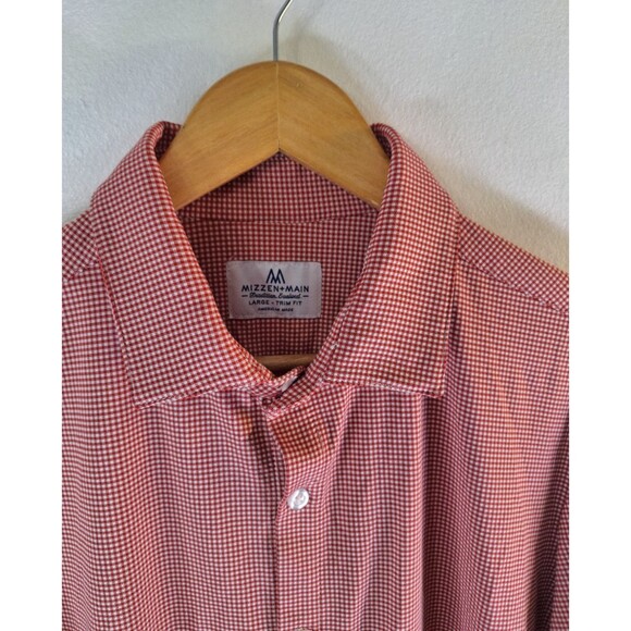 MIZZEN + MAIN Leeward Shirt Men's Sz Large Trim Fit Button Up Long Sleeve Plaid - Picture 4 of 8